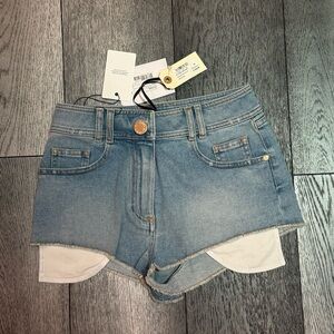 Balmain Light Blue Denim Shorts